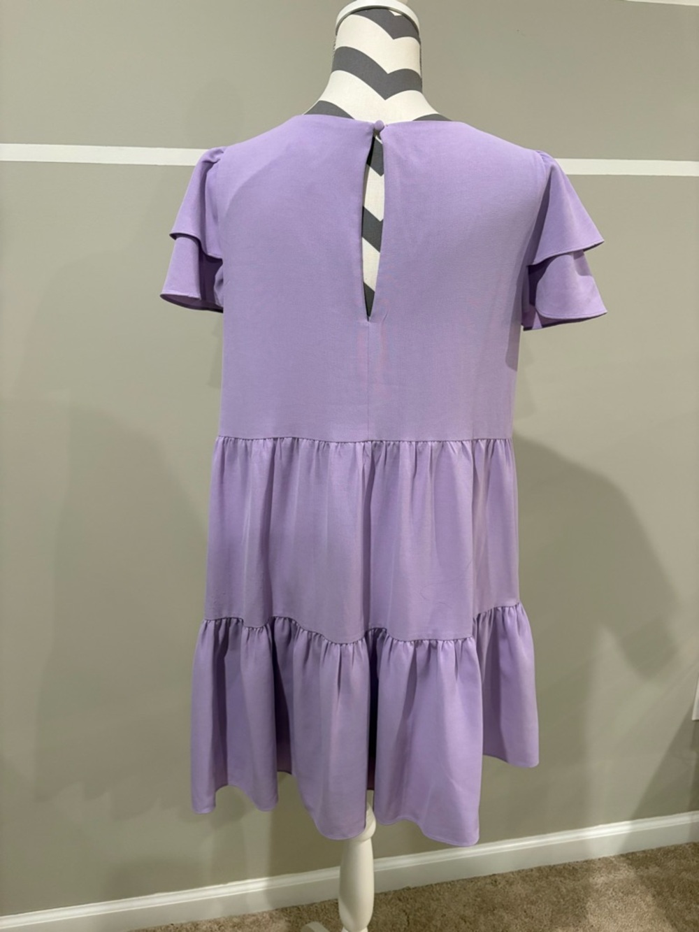 BCBGeneration Lavender Tiered V-Neck Mini Dress - Picture 4 of 7